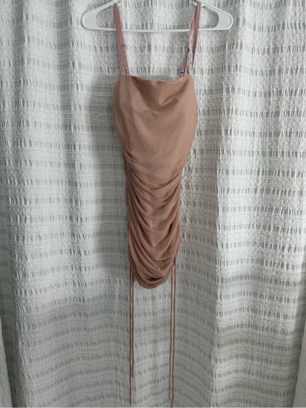 Xtraordinary Dusty Rose Ruched Spaghetti Strap Mini Dress
